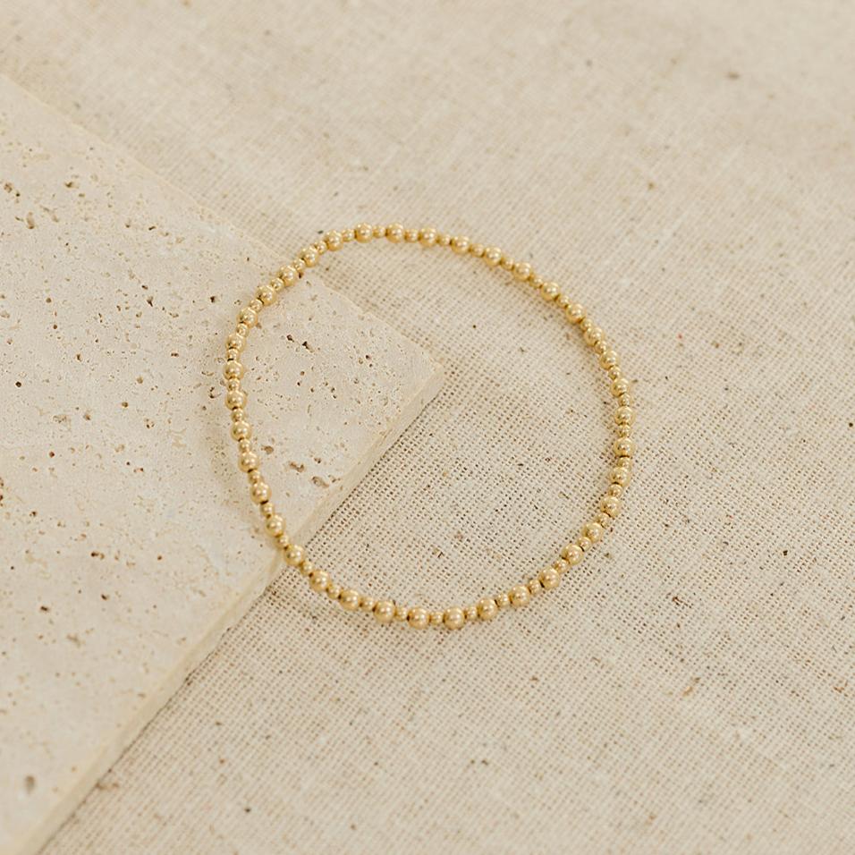 gold filled, gold filled bracelet, beaded bracelet, gold filled beaded bracelet, handmade bracelet, michigan made, small business, essbe, gemma beaded bracelet