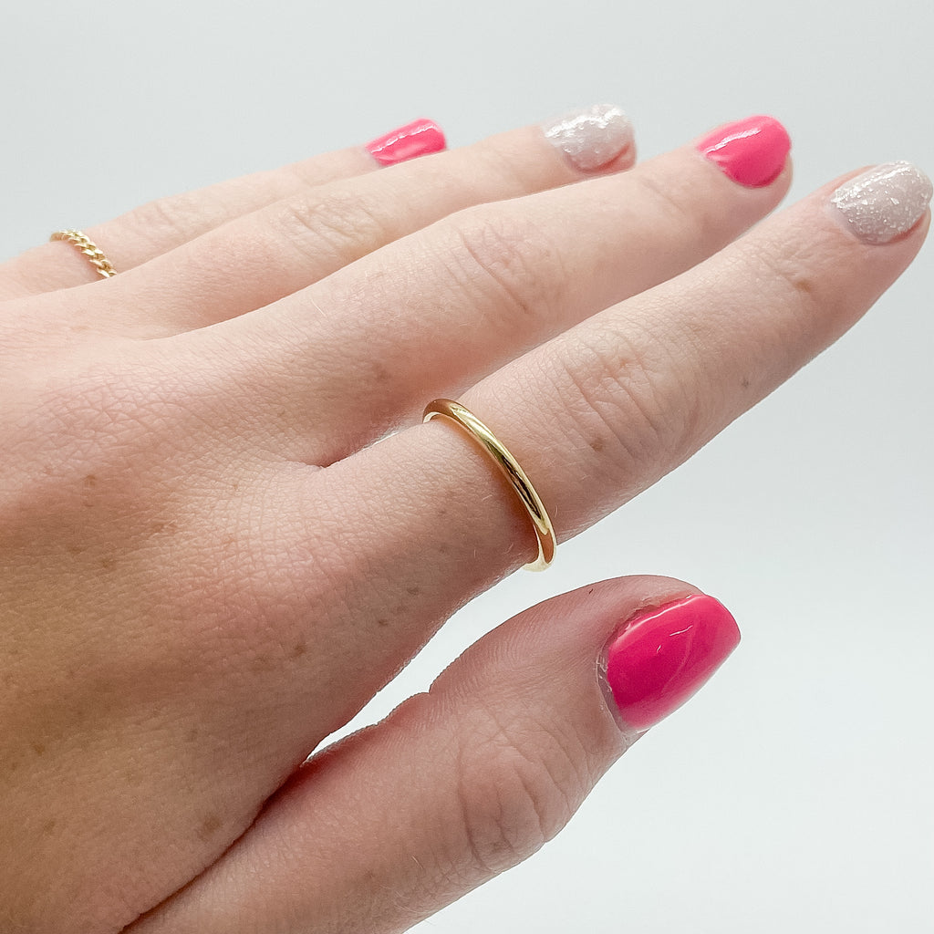 gold-filled ring, waterproof ring, chunky stacking ring, chunky ring, small business, essbe, michigan, no tarnish ring, 14k gold filled ring, inspo