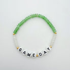 Michigan State accessories, MSU accessories, Green and white accessory, handmade, MSU bracelet, small business, Michigan made, Football jewelry, Game day jewelry, elastic bracelet, 14k gold-filled, waterproof jewelry, .925 sterling silver jewelry, game day jewelry