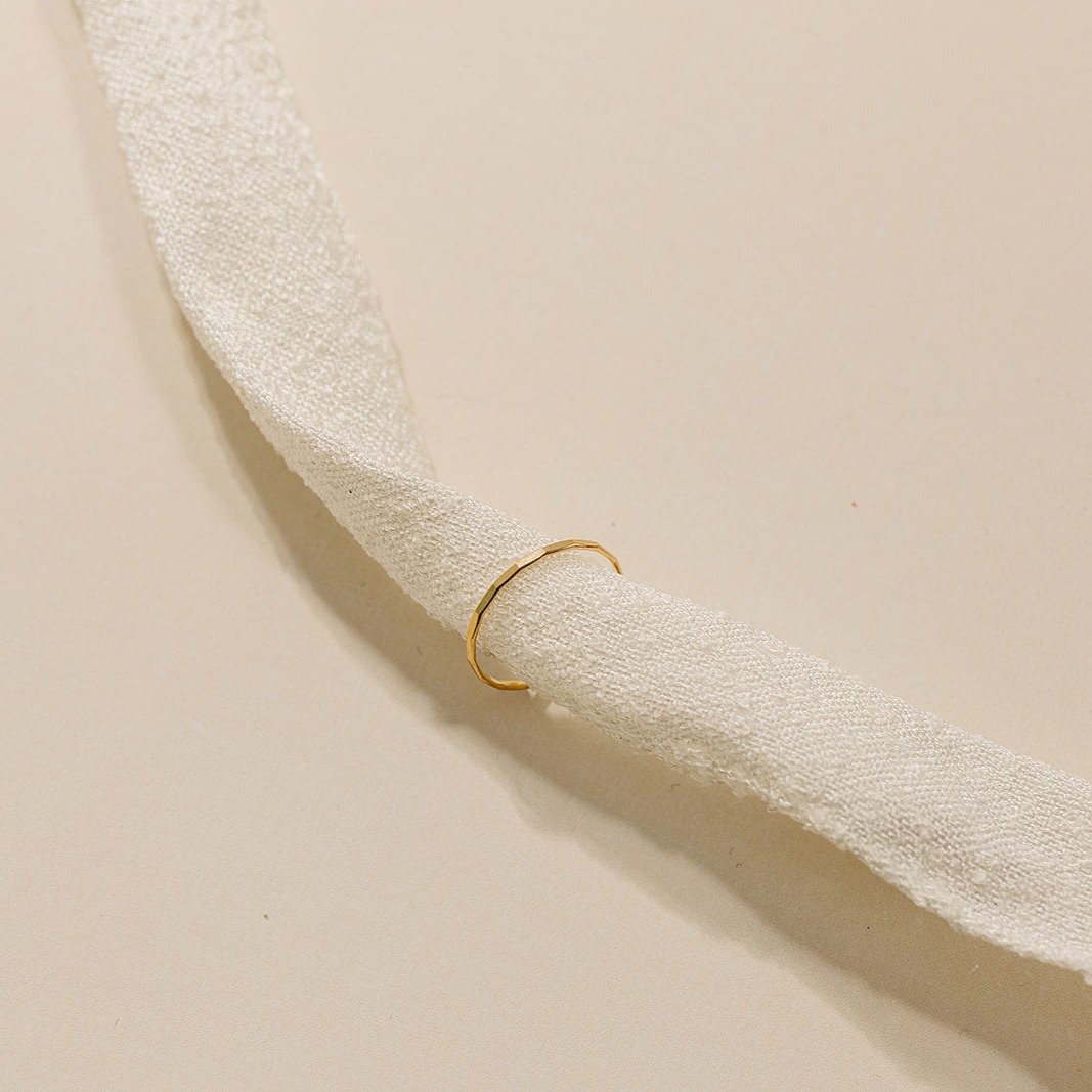 gold-filled ring, hammered stacking ring, simple rings, dainty rings, stacking rings, essbe, small business, sterling silver ring, water proof rings