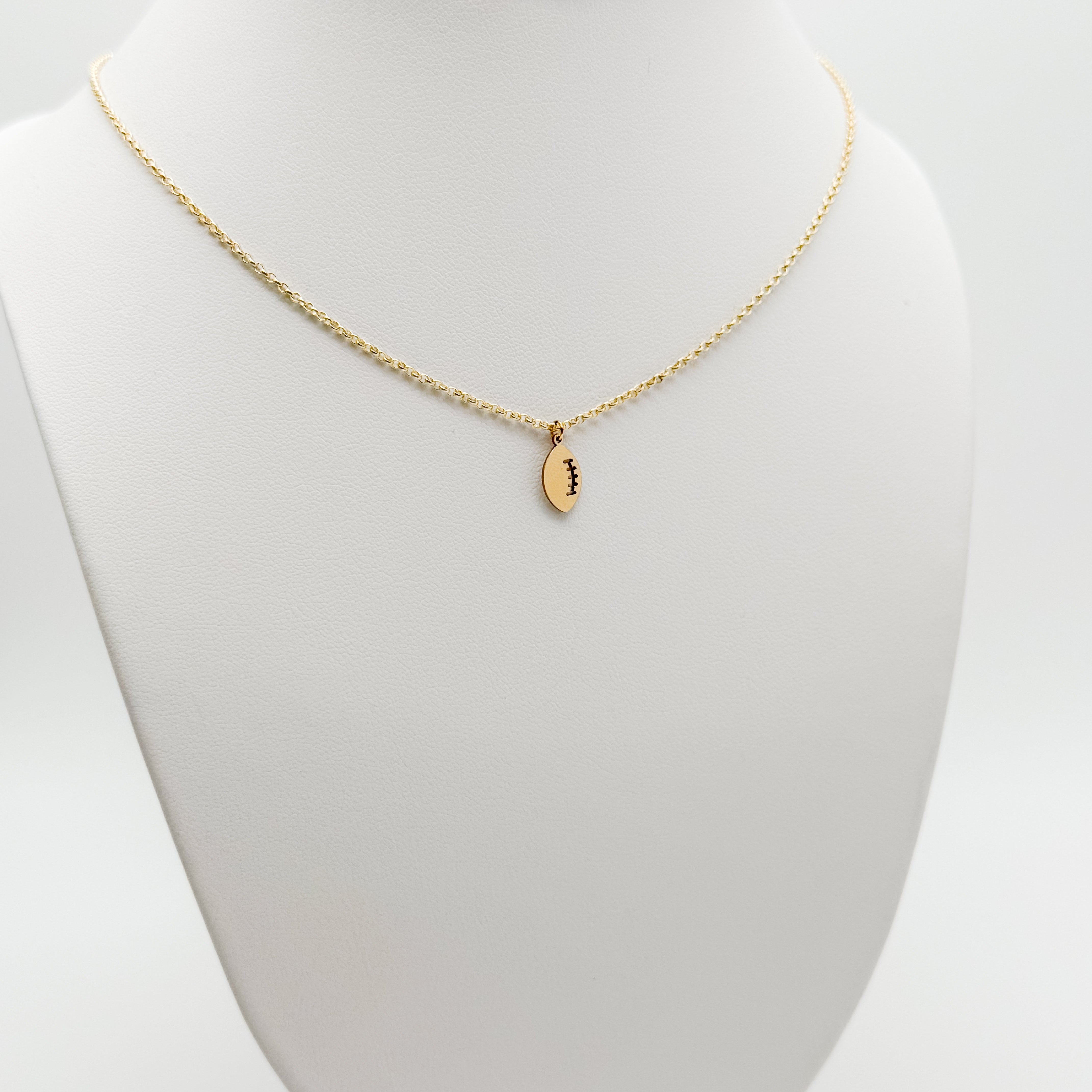 necklace, football charm, gold-filled, sterling silver, Michigan made, handmade jewelry, small business