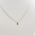 emerald birthstone necklace, birthstone, necklace, mini paperclip chain necklace, gold filled, essbe, michigan made