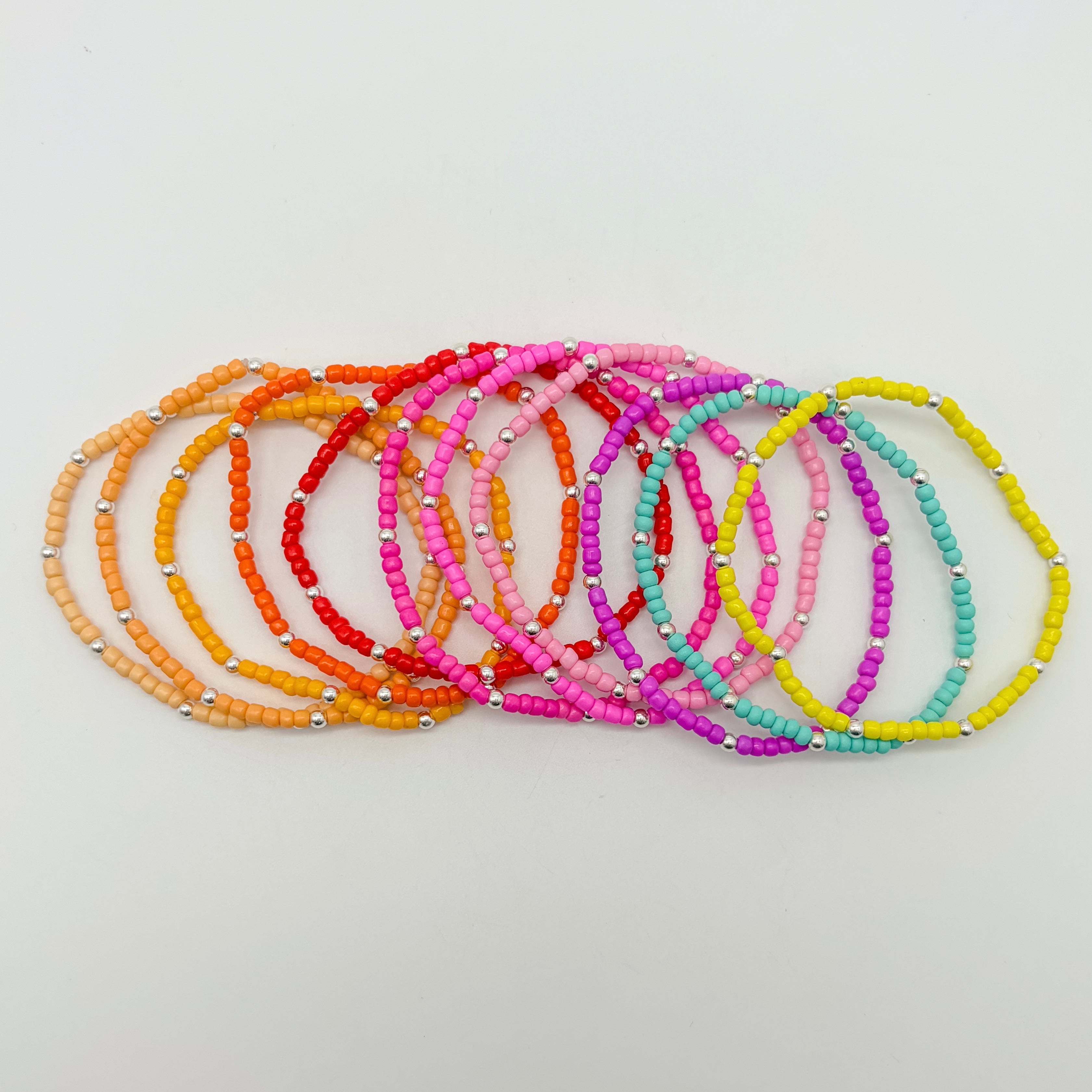 Small business, handmade, elastic bracelet, stretchy bracelet, colorful bracelets, sterling silver bracelets, enewton, beaded bracelets