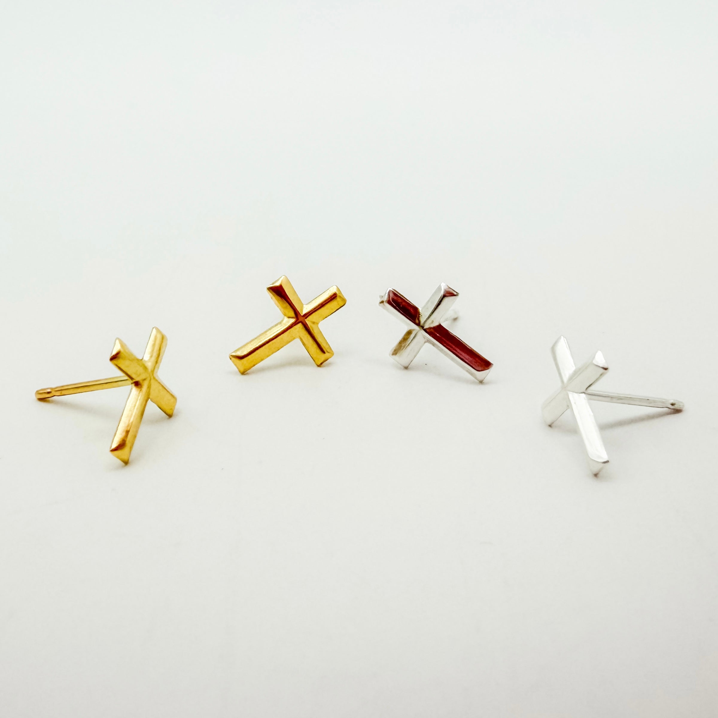 cross studs, faith accessories, cross jewelry, cross earrings, small business, gold filled earrings, gold filled studs, sterling silver earrings, sterling silver studs