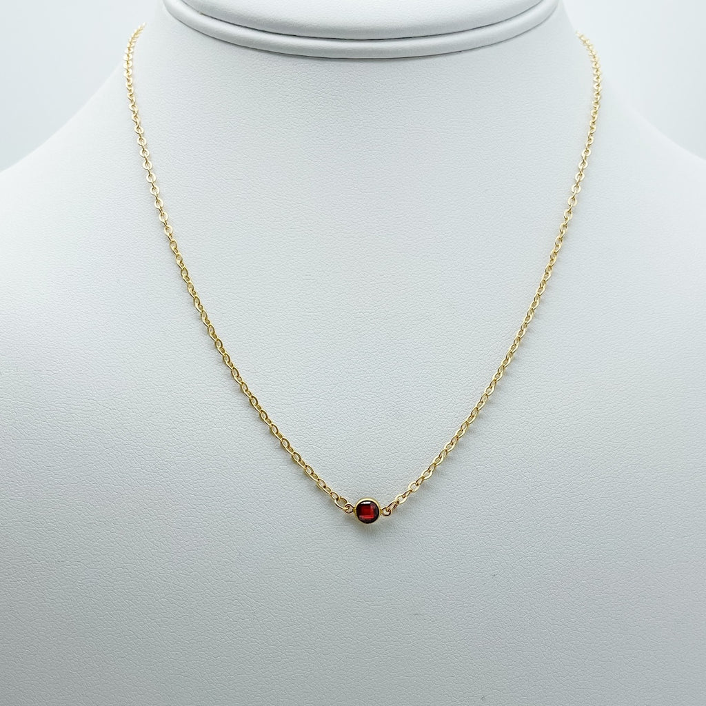 ruby birthstone necklace, essbe, rochester michigan, small business
