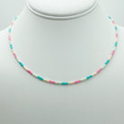 Beaded necklace, pink, essbe, michigan made