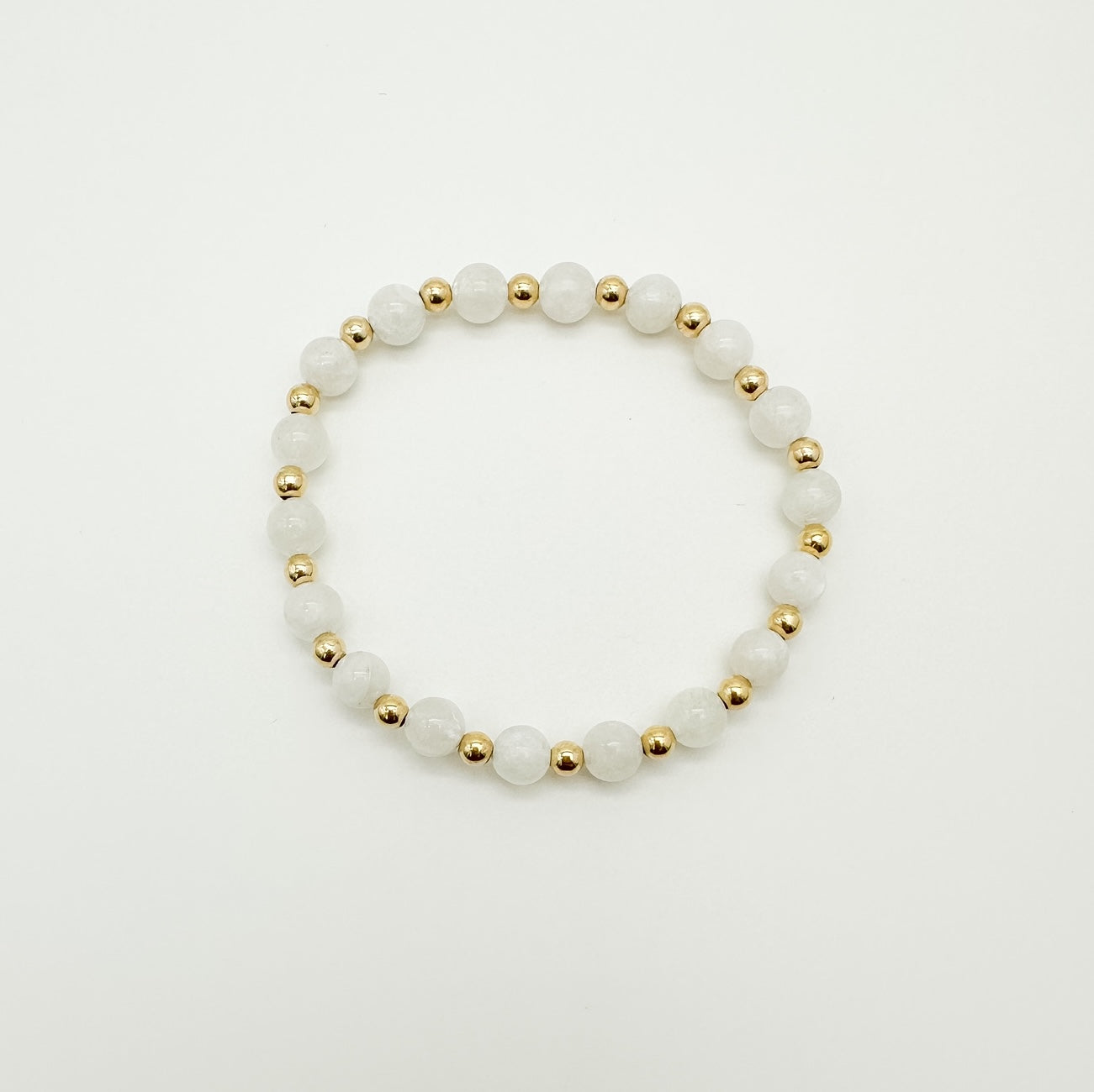 beaded bracelet, simple bracelet, bridal collection jewelry, white bracelet, elastic bracelet, stackable bracelet, handmade, small business, essbe, 14k gold filled bracelet, cora beaded bracelet