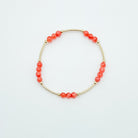 orange colored beaded bracelet, 14k gold-filled bracelets, tube beads,