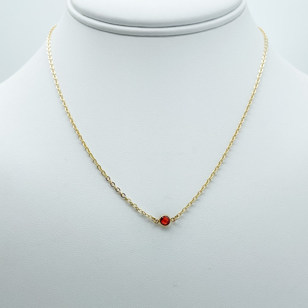 ruby birthstone necklace, birthstone, necklace, cable chain necklace, 14k gold-filled, essbe, michigan made