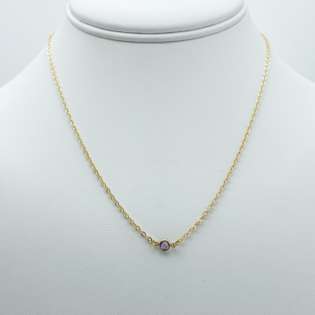 alexandrite birthstone necklace, june birthstone, necklace, cable chain necklace, 14k gold-filled, essbe, michigan made