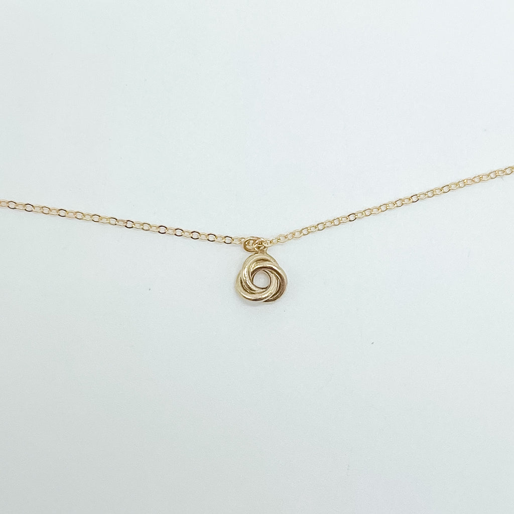 Knot necklace, gold-filled necklace, handmade, waterproof necklace, simple necklace, dainty necklace, small business, knot charm necklace