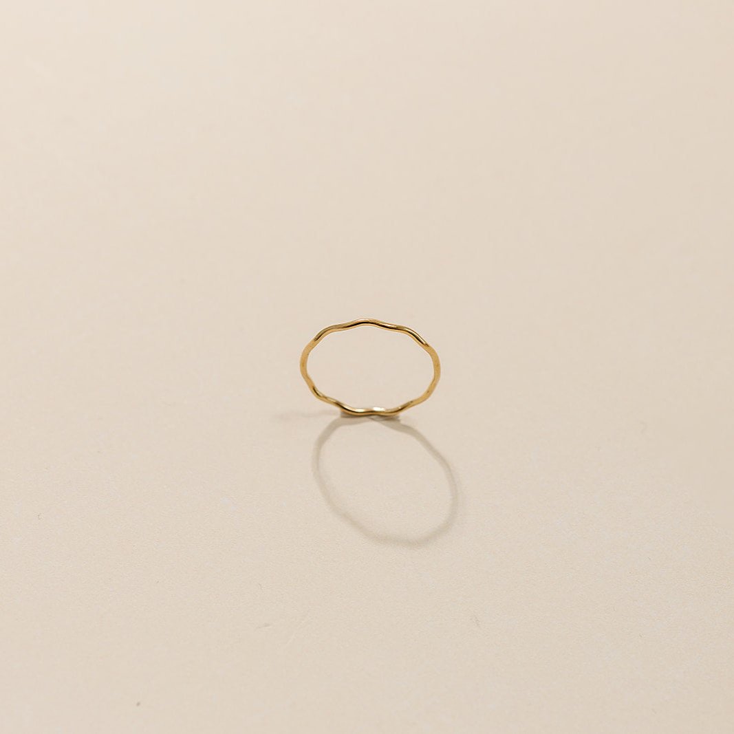 wavy ring, simple ring, stackable ring, gold filled ring, waterproof ring, dainty ring, sterling silver ring, small business, essbe, michigan