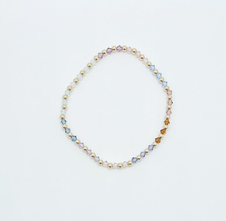 gold-filled, unique beaded bracelet, pastel beaded bracelet, sterling silver bracelet, essbe, made in michigan