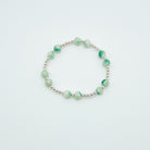 sterling silver bracelet, elastic bracelet, beaded bracelet, stackable bracelet, green bracelet, cute bracelet, simple bracelet, dainty bracelet