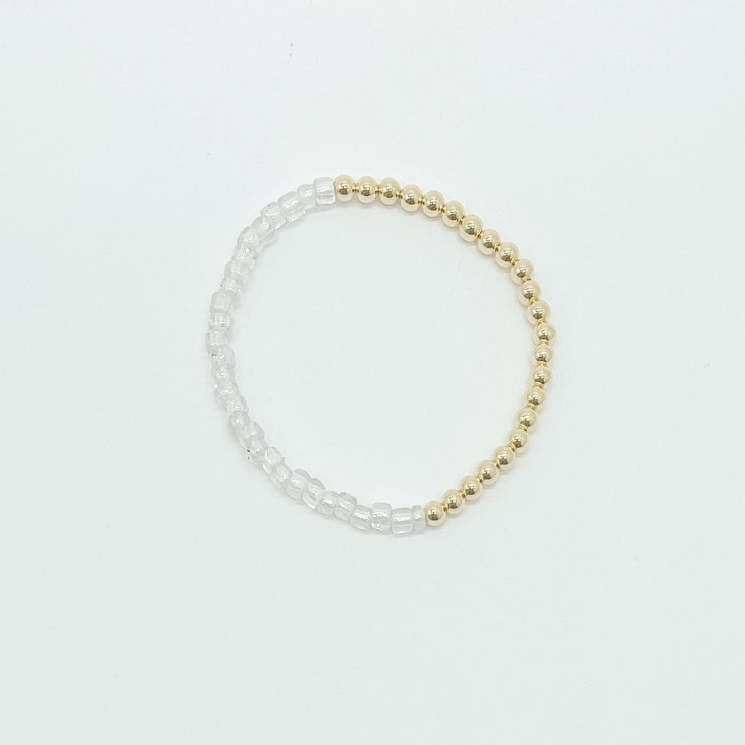 gold-filled bracelet, beaded bracelet, essbe, made in michigan, gift ideas, elegant bracelet, small business, dainty jewelry, elastic bracelet, stackable jewelry