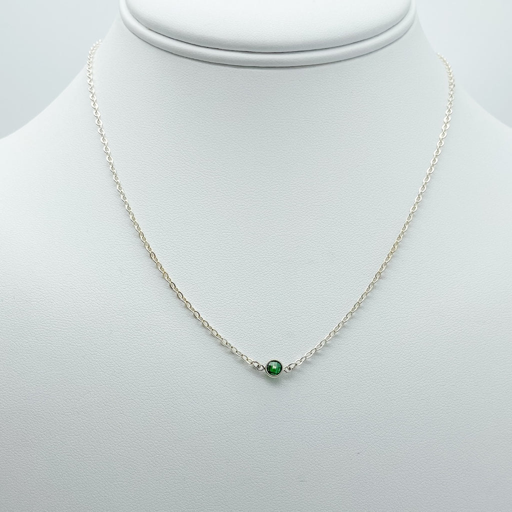 emerald birthstone necklace, necklace, cable chain necklace, 14k gold-filled, essbe, michigan made
