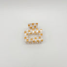 mini hair clip, checkered hair clip, hair accessories, small business, hair clip, orange hair clip, multi-color hair clip. white hair clip, small hair clip