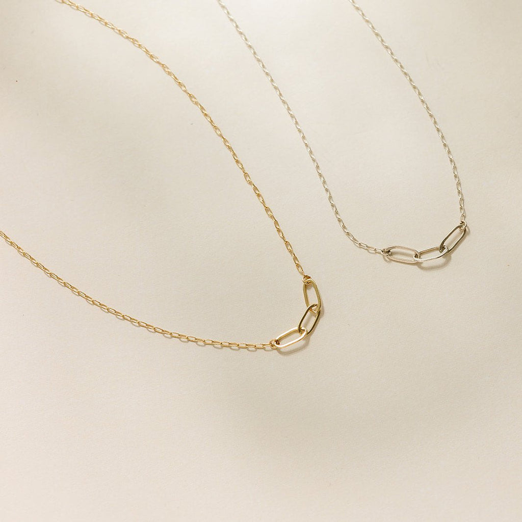 14k gold-filled necklace, paperclip chain, essbe, made in michigan, small business jewelry, jewelry necklace