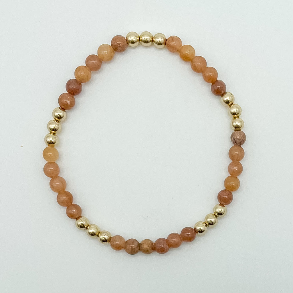 beaded bracelet with gold filled spacers, shades of brown and caramel beaded bracelet, made in michigan, bracelet for fall