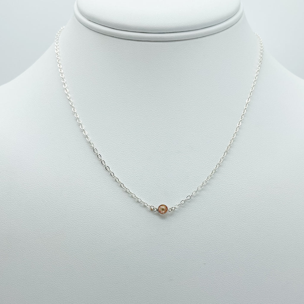 citrine birthstone necklace, necklace, cable chain necklace, 14k gold-filled, essbe, michigan made