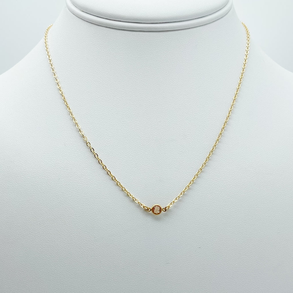 citrine birthstone necklace, birthstone necklace, necklace, cable chain necklace, 14k gold-filled, essbe, michigan made