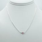 pink tourmaline birthstone necklace, necklace, cable chain necklace, 14k gold-filled, essbe, michigan made