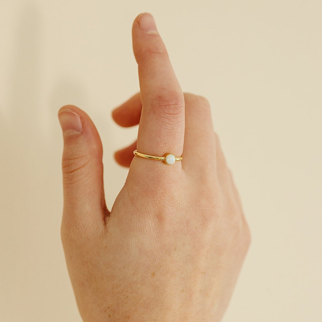 opal ring, gold filled ring, waterproof ring, simple ring, dainty ring, stackable ring, small business, essbe, sterling silver ring