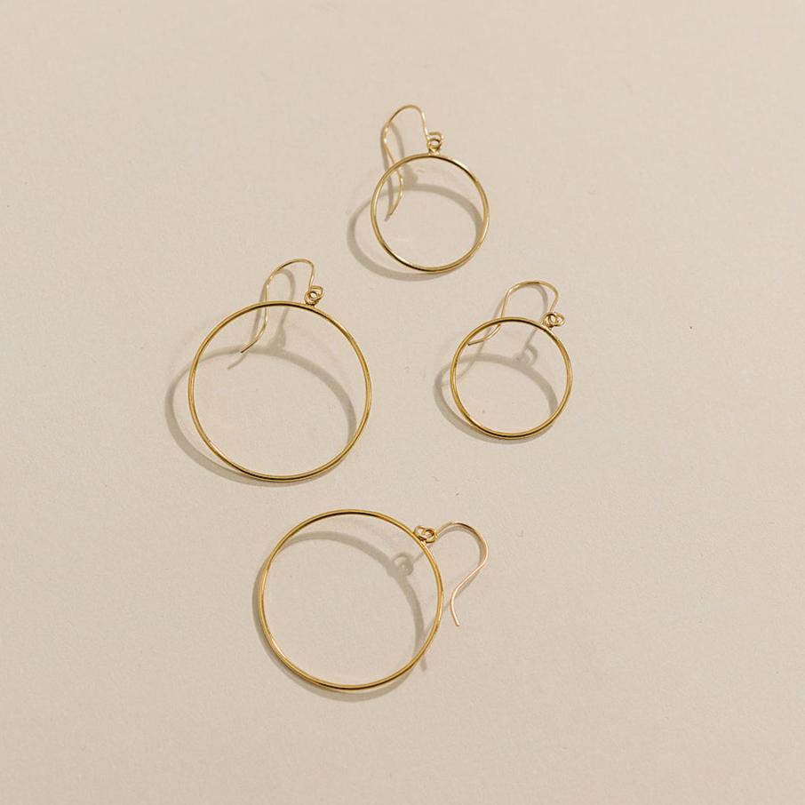 Open circle hoop earrings, gold earrings, gold-filled hoops, 14k gold-filled earrings, hanging earrings, small business 