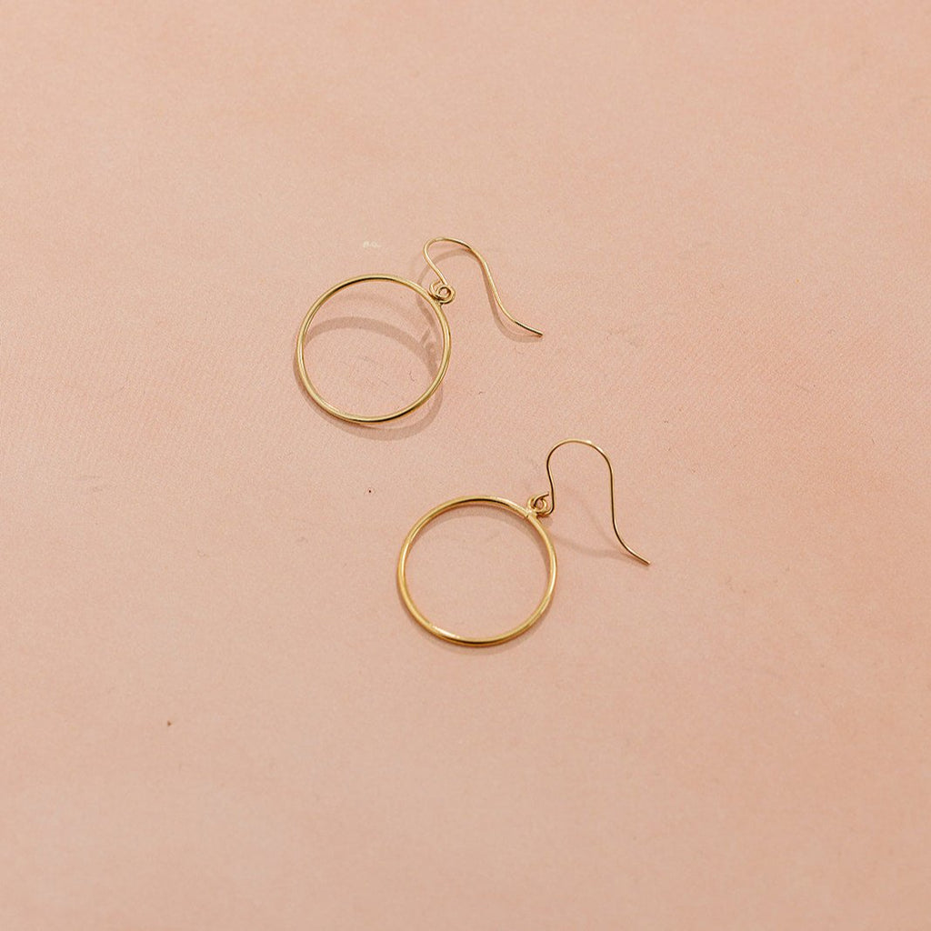 Open circle hoop earrings, gold earrings, gold-filled hoops, 14k gold-filled earrings, hanging earrings, small business 