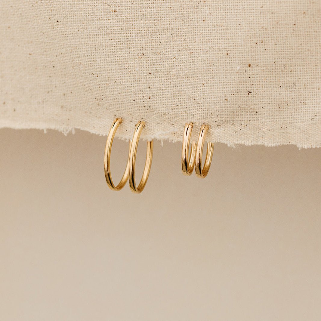 Oval hoops, dainty hoops, gold-filled hoops, everyday hoops, trendy hoop earrings, waterproof earrings, waterproof hoops, small business, essbe, michigan