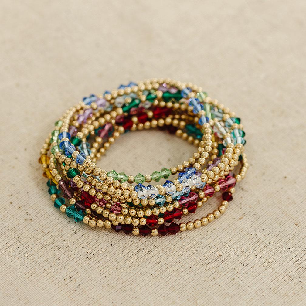 Gold filled beaded bracelet, Birthstone beaded bracelet, handmade, small business, 14k gold-filled, birthstone bracelet, reagan birthstone bracelet