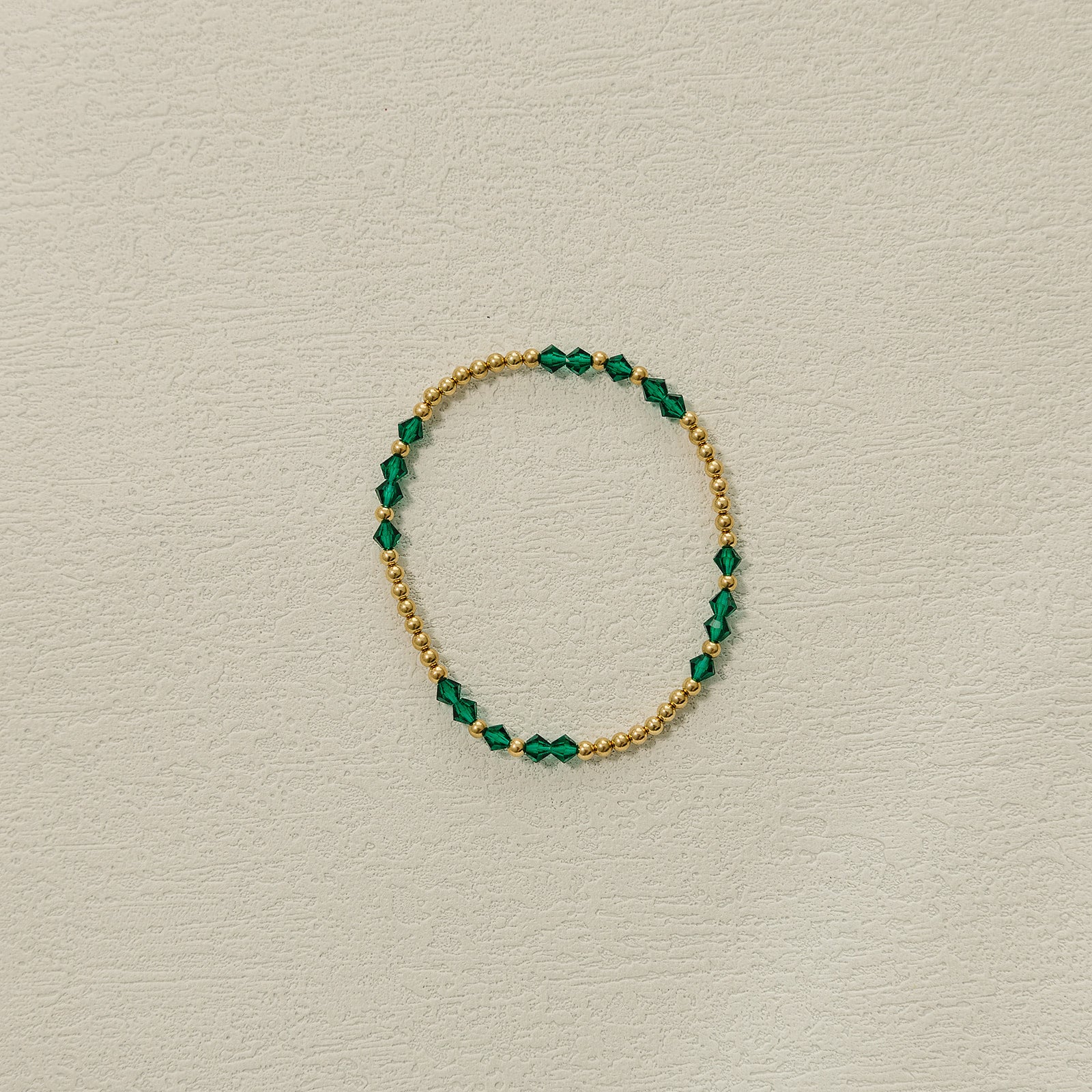 May bracelet, birthstone bracelet, elastic, gold filled, small business, handmade, beaded bracelet, 3mm beads, dainty, stackable jewelry, emerald bracelet, 4mm beads, pop of color bracelet, semi-personalized gift