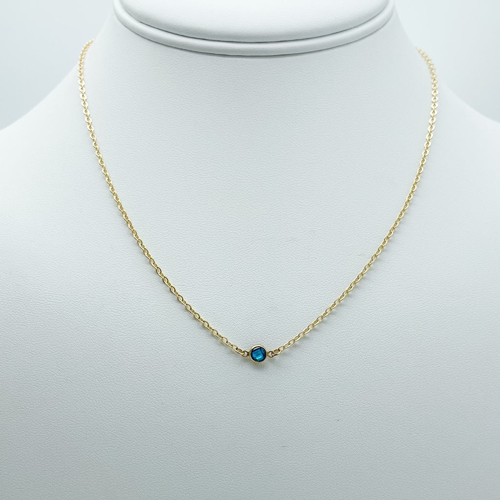 Sapphire birthstone, birthstone necklace, necklace, cable chain necklace, 14k gold-filled, essbe, michigan made