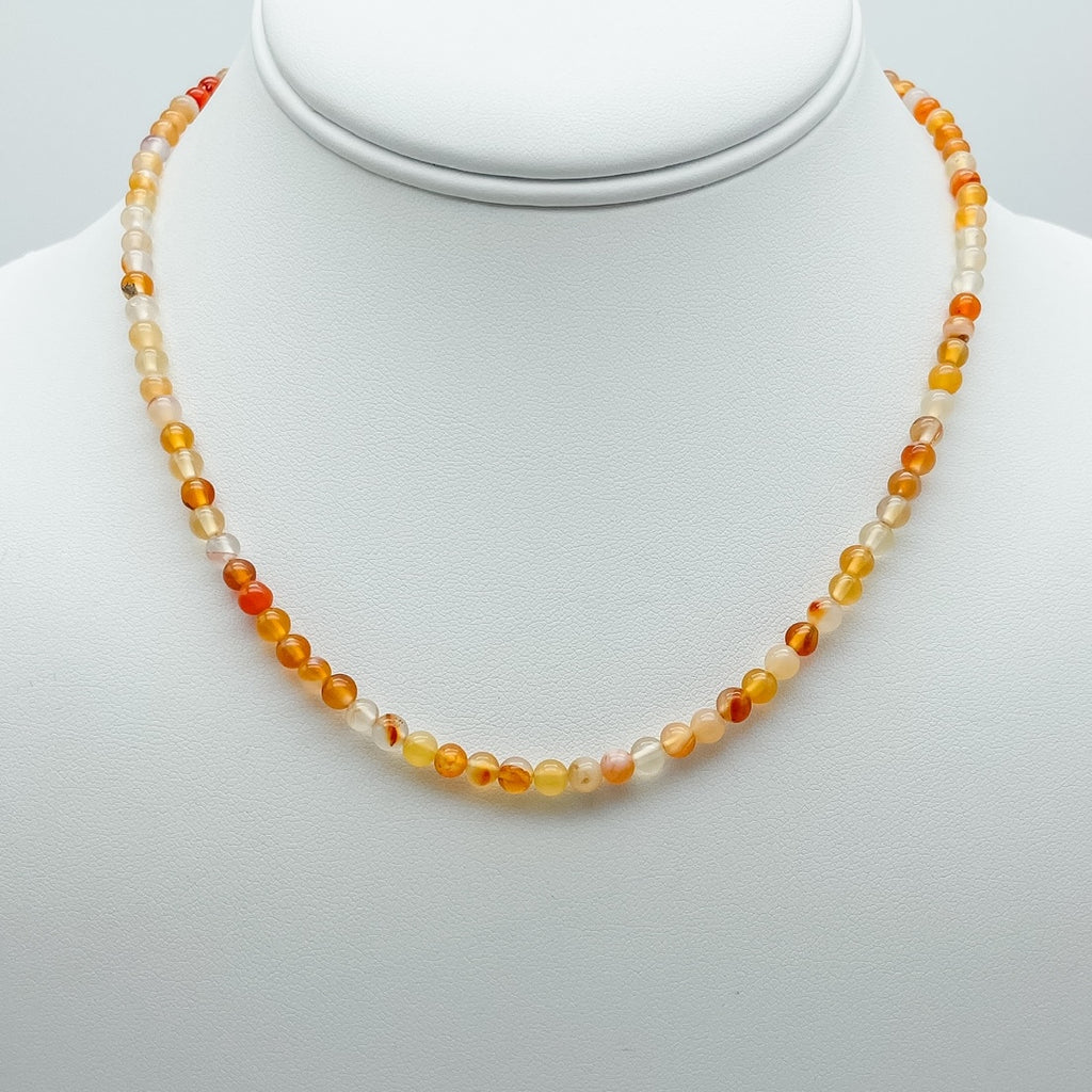 beaded necklace, orange red beaded necklace, summer necklace, essbe