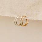 everyday hoops, gold-filled hoops, essbe, michigan, small business, gift idea for her, sterling silver hoops, simple hoops, waterproof earrings, trendy hoops, everyday jewelry, 29mm hoops