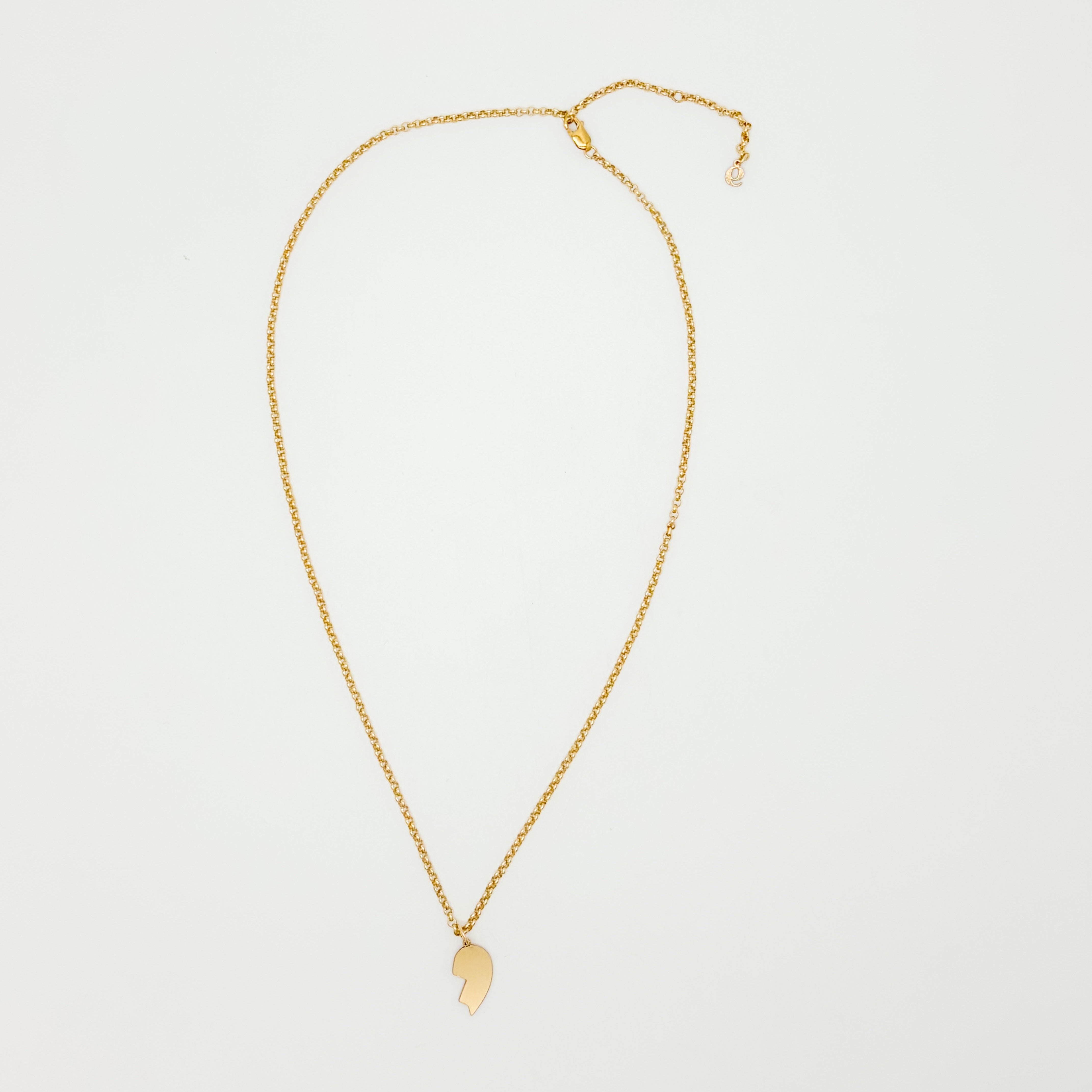 gold filled, sterling silver, necklace, chain necklace, split heart, heart charm, matching necklaces