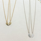 gold filled, sterling silver, necklace, chain necklace, split heart, heart charm, matching necklaces