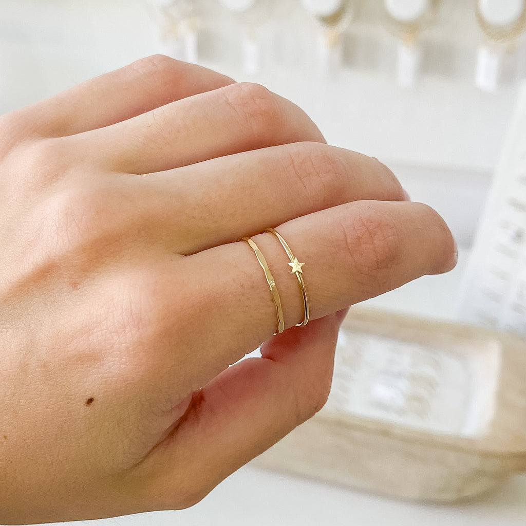 14k Gold Filled ring, star ring, dainty ring, stackable ring, water proof ring, star jewelry, small business, essbe, simple ring, ring stack inspo