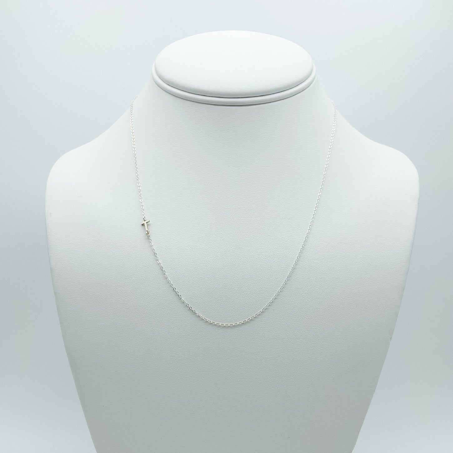 letter T necklace, cable chain necklace, sterling silver