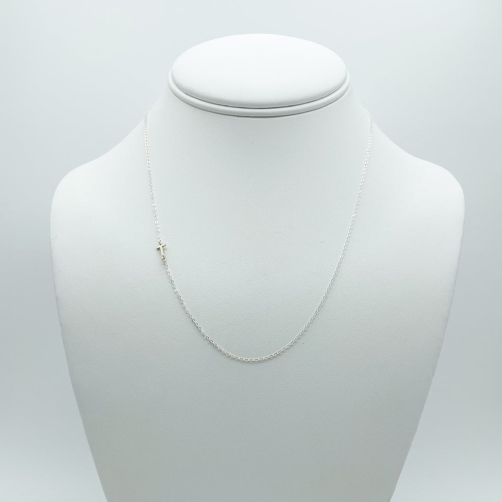 letter T necklace, cable chain necklace, sterling silver