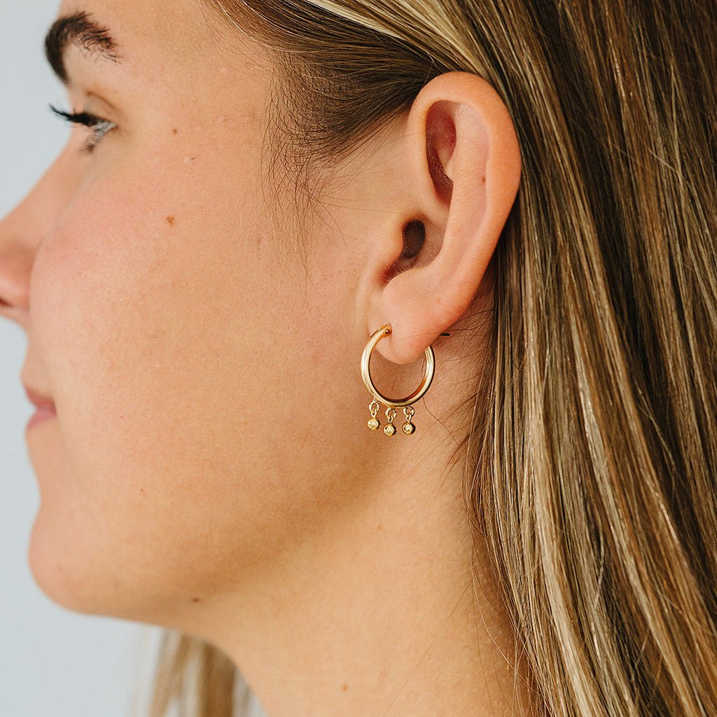 gold filled hoop earrings, gold filled charm hoop earrings, small gold filled earrings, gold filled hoop earrings, gold filled earrings, waterproof earrings