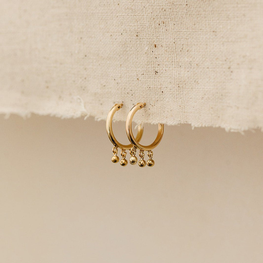 gold filled hoop earrings, gold filled charm hoop earrings, small gold filled earrings, gold filled hoop earrings, gold filled earrings, waterproof earrings