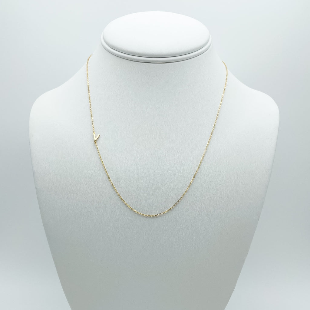 letter V necklace, 14k gold-filled, essbe jewelry
