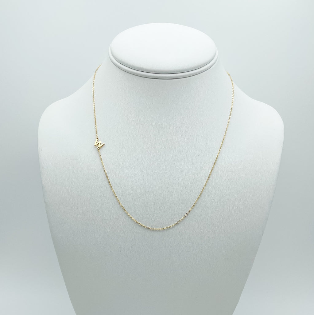 letter W necklace, gold-filled, essbe, michigan made