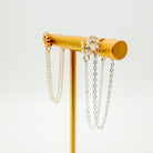 sterling silver chain earrings, gold-filled chain earrings, heart stud with drop chain earrings