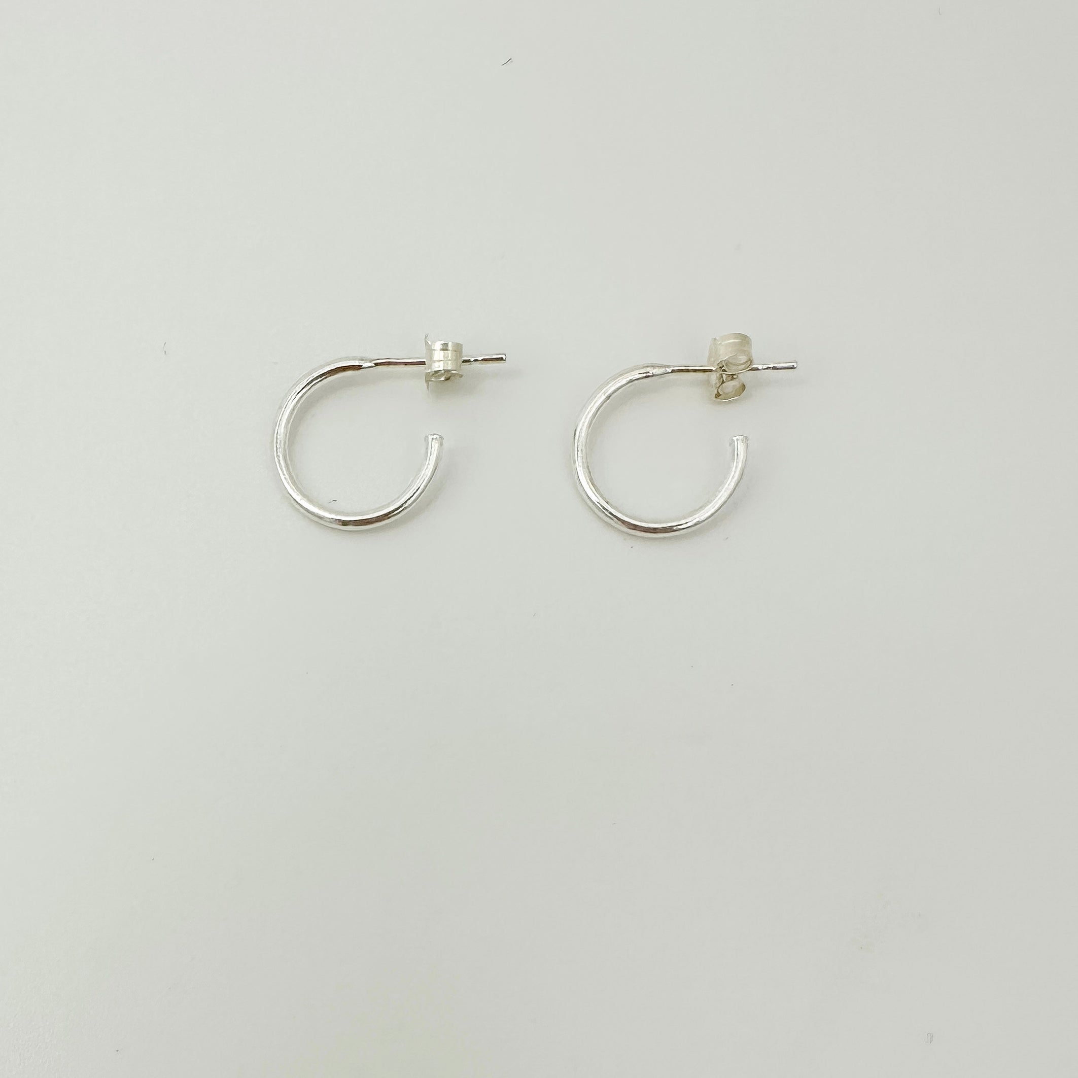 Emily Hoops, sterling silver hoops, sterling silver earrings, simple earrings, dainty earrings, small business, water proof earrings, michigan, essbe, 12mm hoops