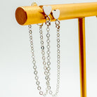 sterling silver chain earrings, gold-filled chain earrings, heart stud with drop chain earrings