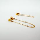 sterling silver chain earrings, gold-filled chain earrings, heart stud with drop chain earrings