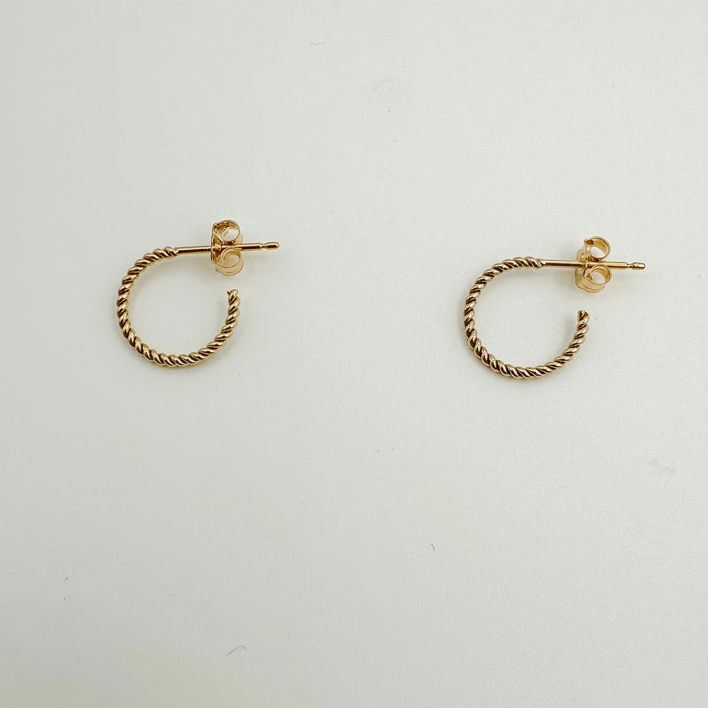 gold filled rope earrings, gold filled twisted rope hoop earrings, rope gold filled earrings, gold filled hoop earrings, gold filled earrings, waterproof earrings