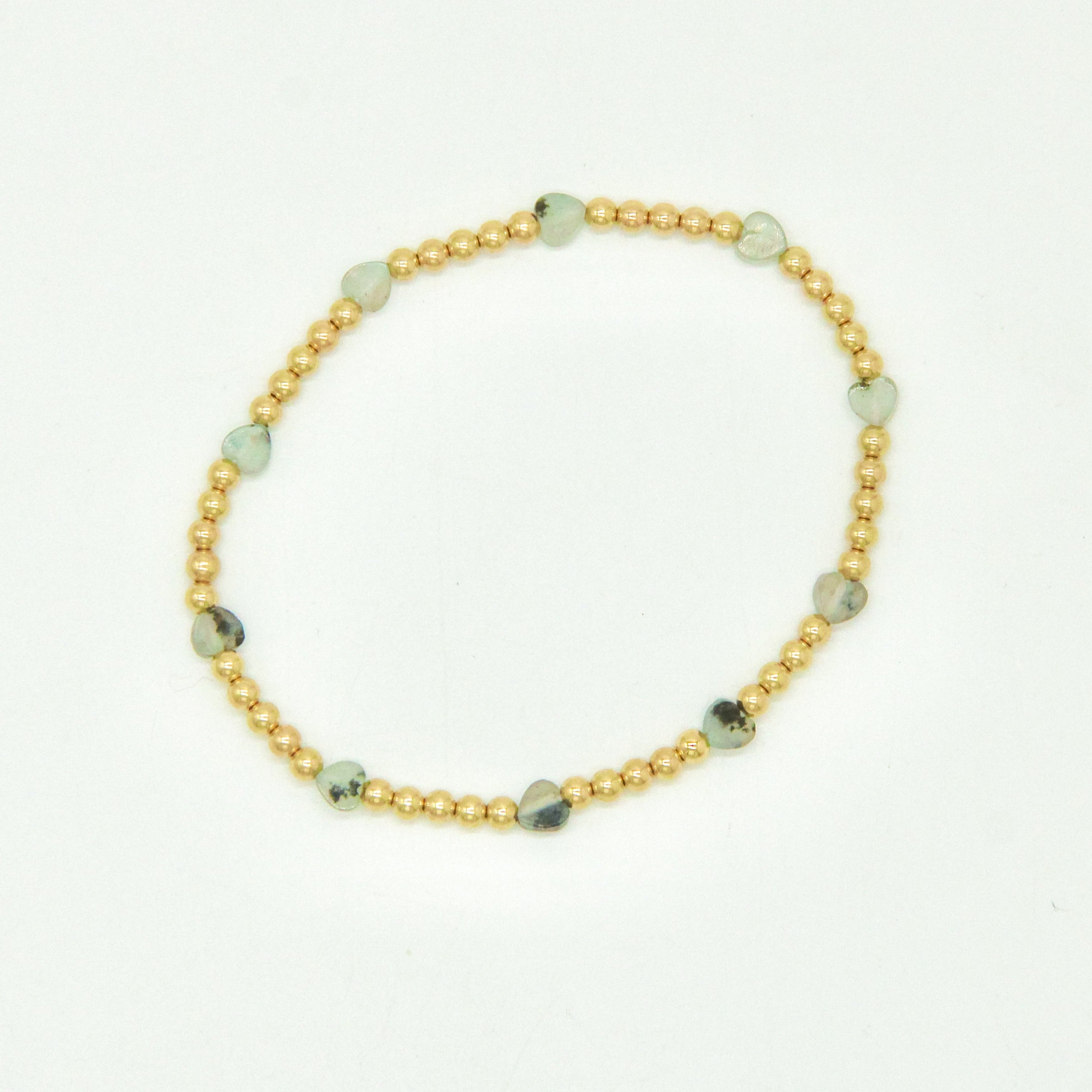 gold filled bracelet, sterling silver bracelet, beaded bracelet, stretchy bracelet, mini heart bracelet, valentines bracelet